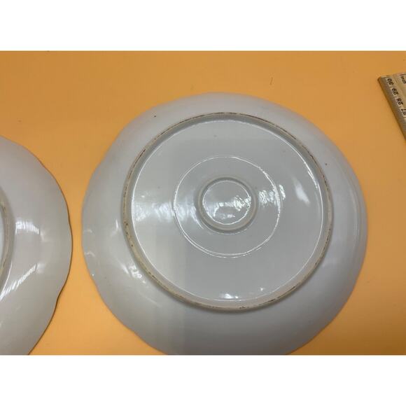 Rose Pattern Snack Plates Set of 2 7.5" Gold Trim Scalloped Edge Vintage - Picture 7 of 7